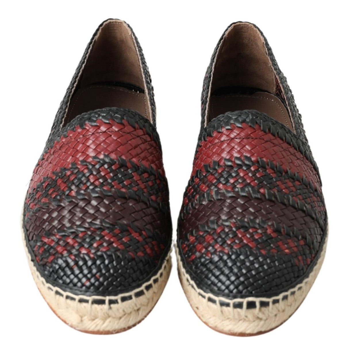 Espadrilles aus Büffelleder in Schwarz-Bordeaux