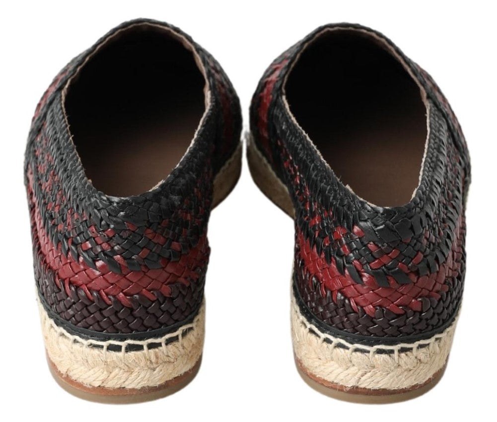 Espadrilles aus Büffelleder in Schwarz-Bordeaux