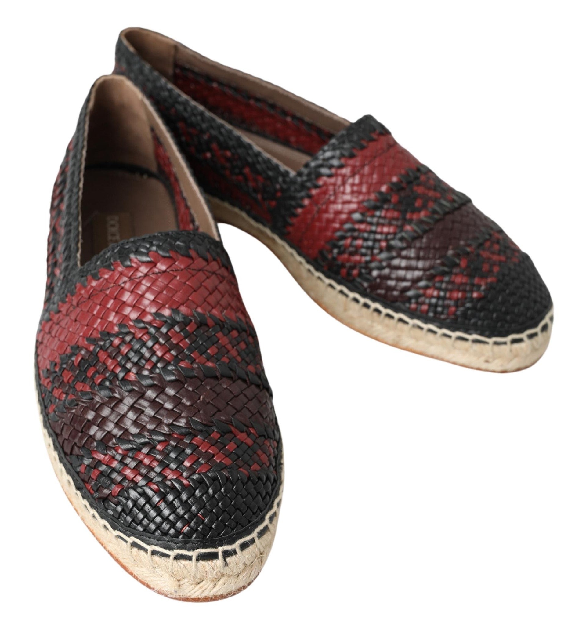 Espadrilles aus Büffelleder in Schwarz-Bordeaux
