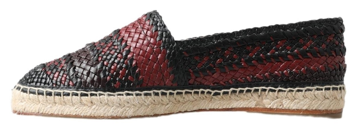 Espadrilles aus Büffelleder in Schwarz-Bordeaux