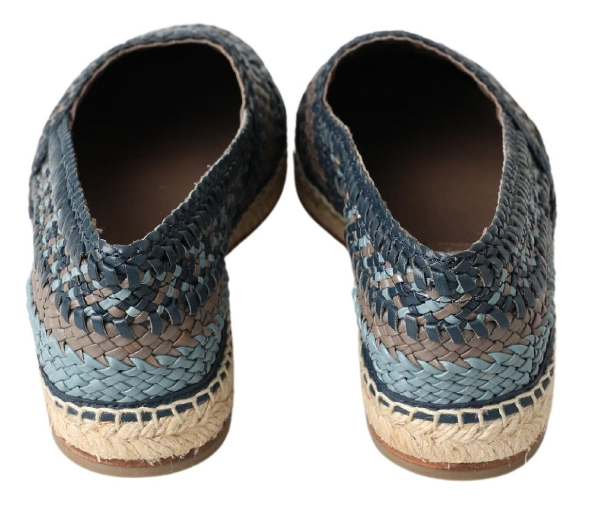 Blaugraue Buffalo-Espadrilles aus Leder