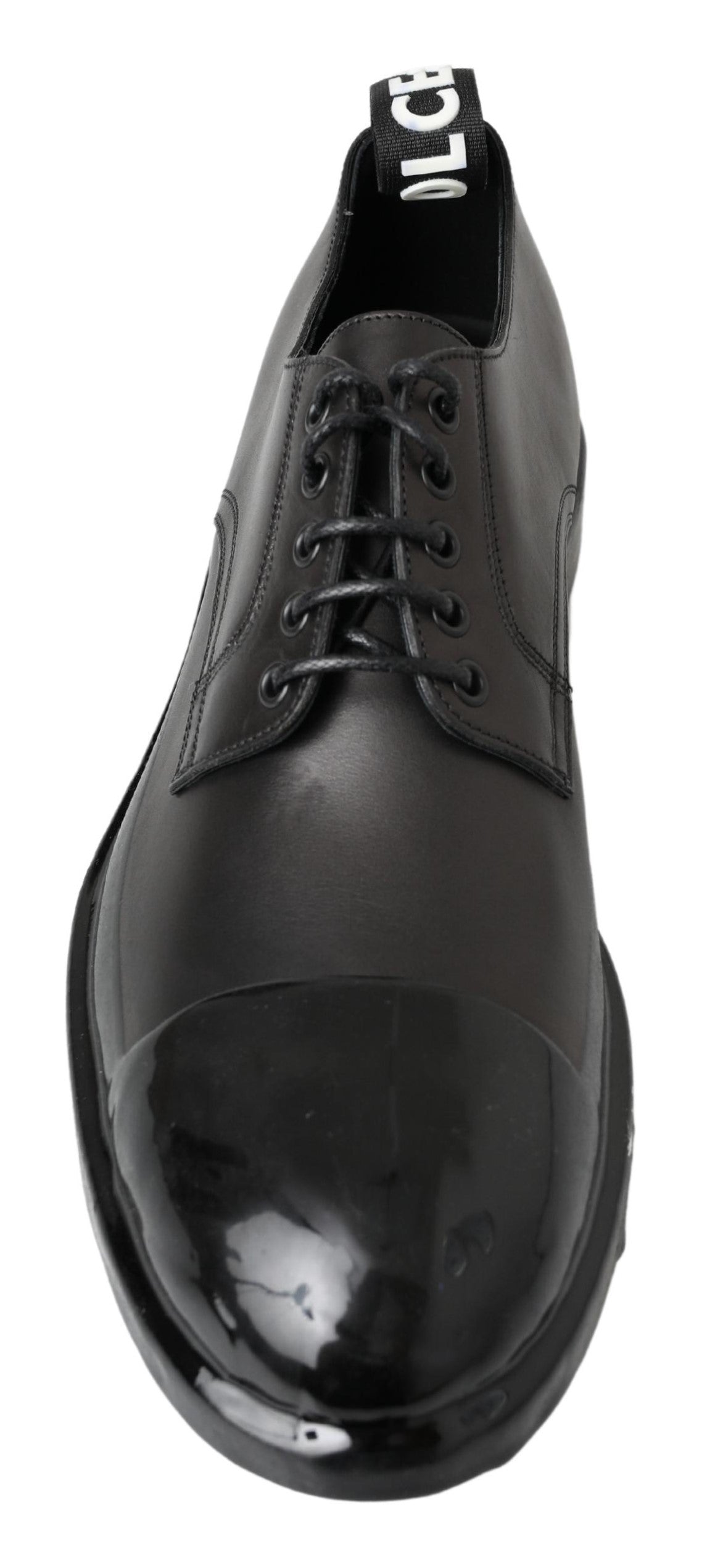 Schwarze Derby-Schuhe aus Leder