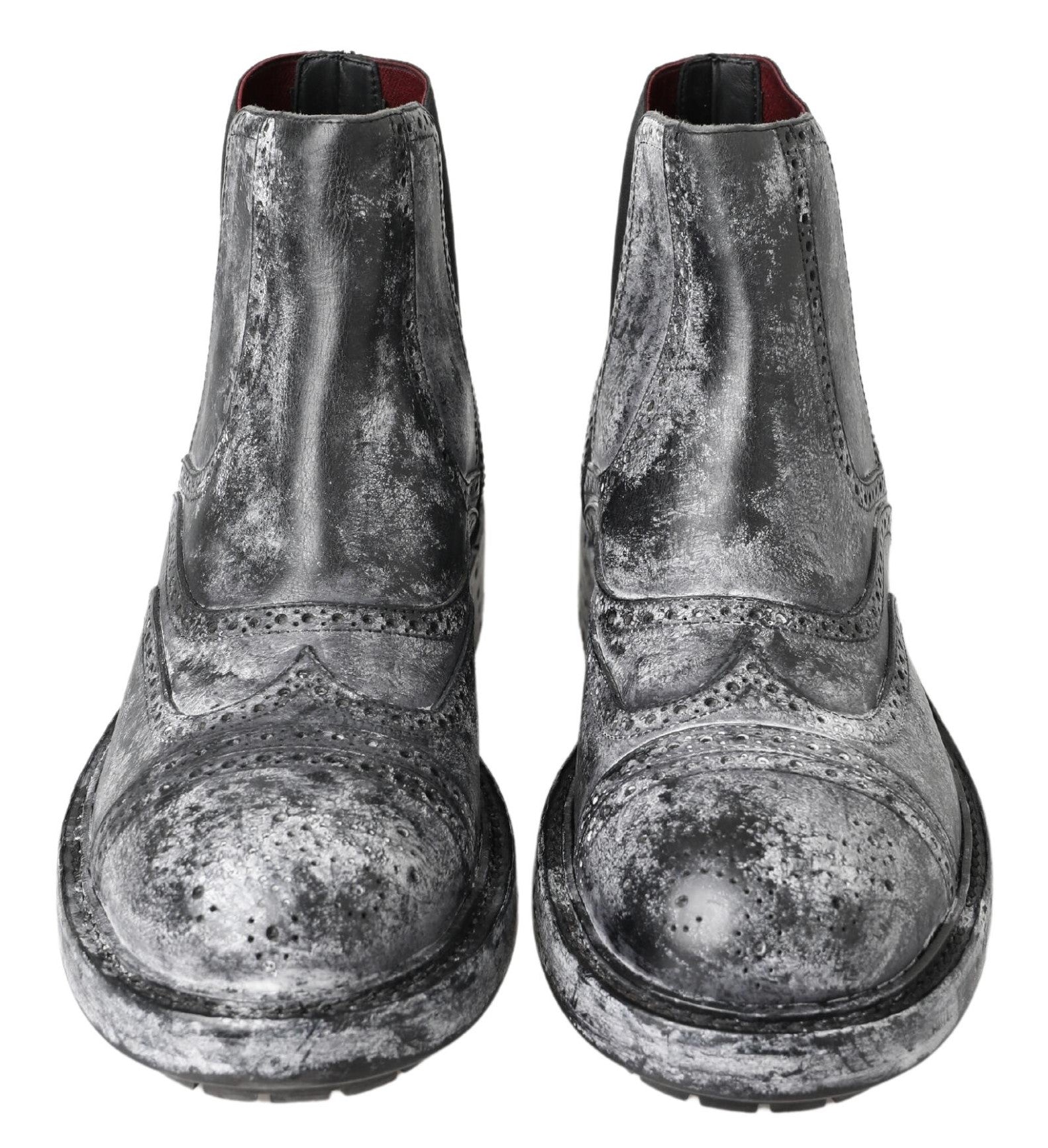 Schwarz-graue Lederstiefeletten