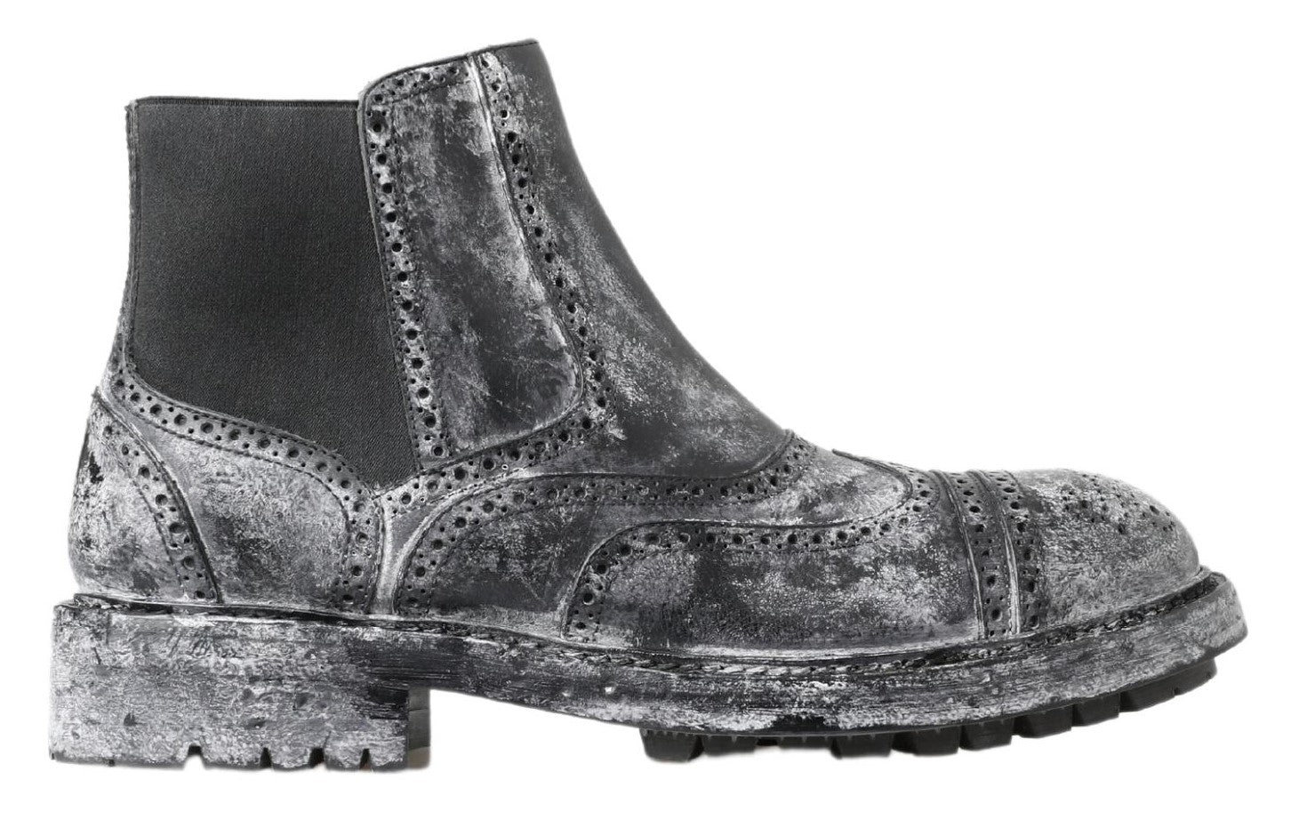Schwarz-graue Lederstiefeletten