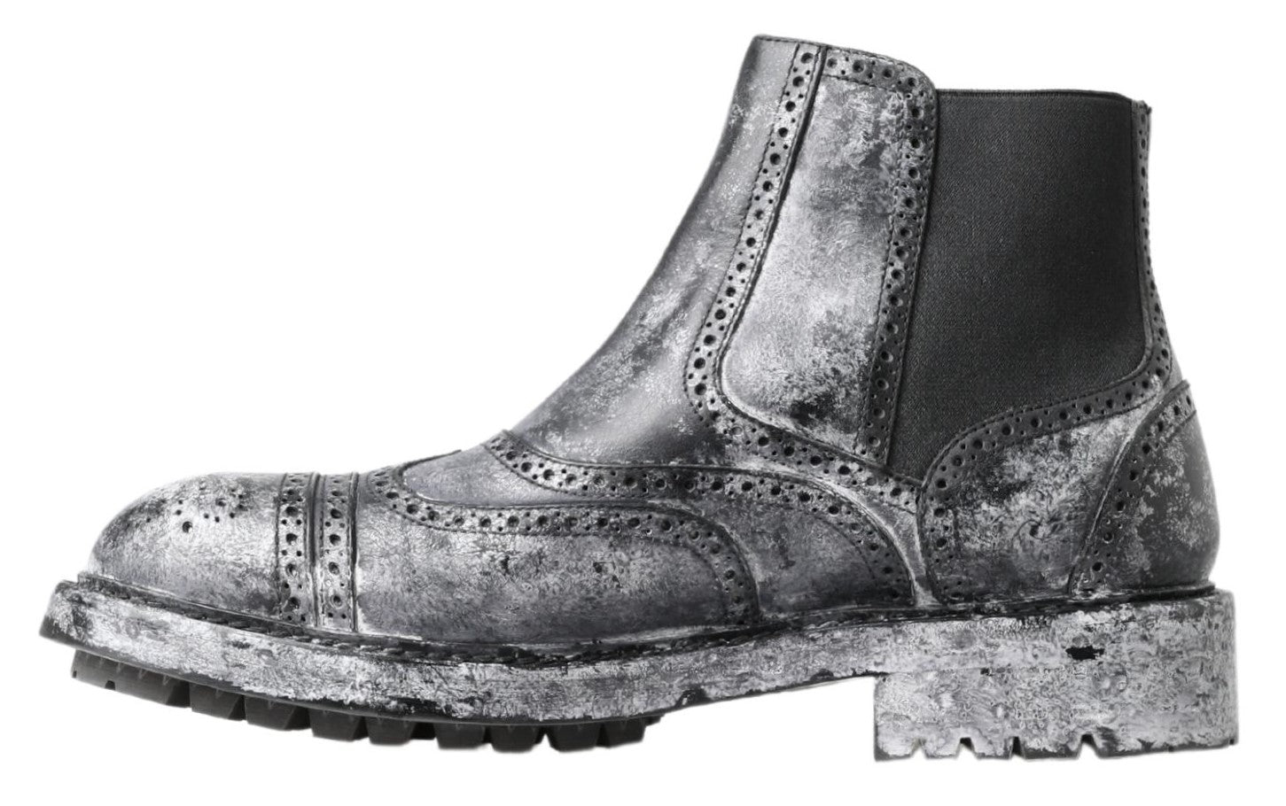 Schwarz-graue Lederstiefeletten