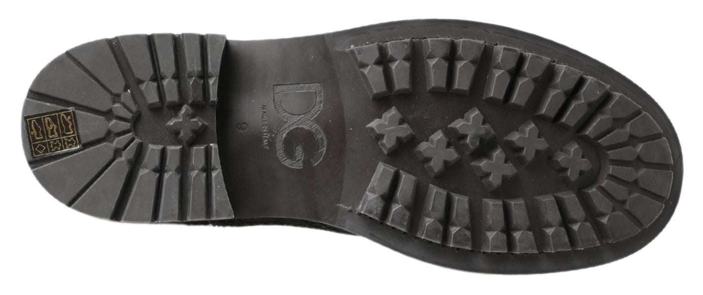 Schwarz-graue Lederstiefeletten