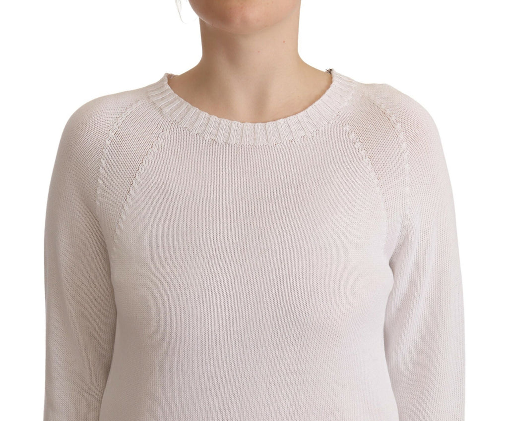 Weißer Pullover mit Rundhalsausschnitt und langen Ärmeln