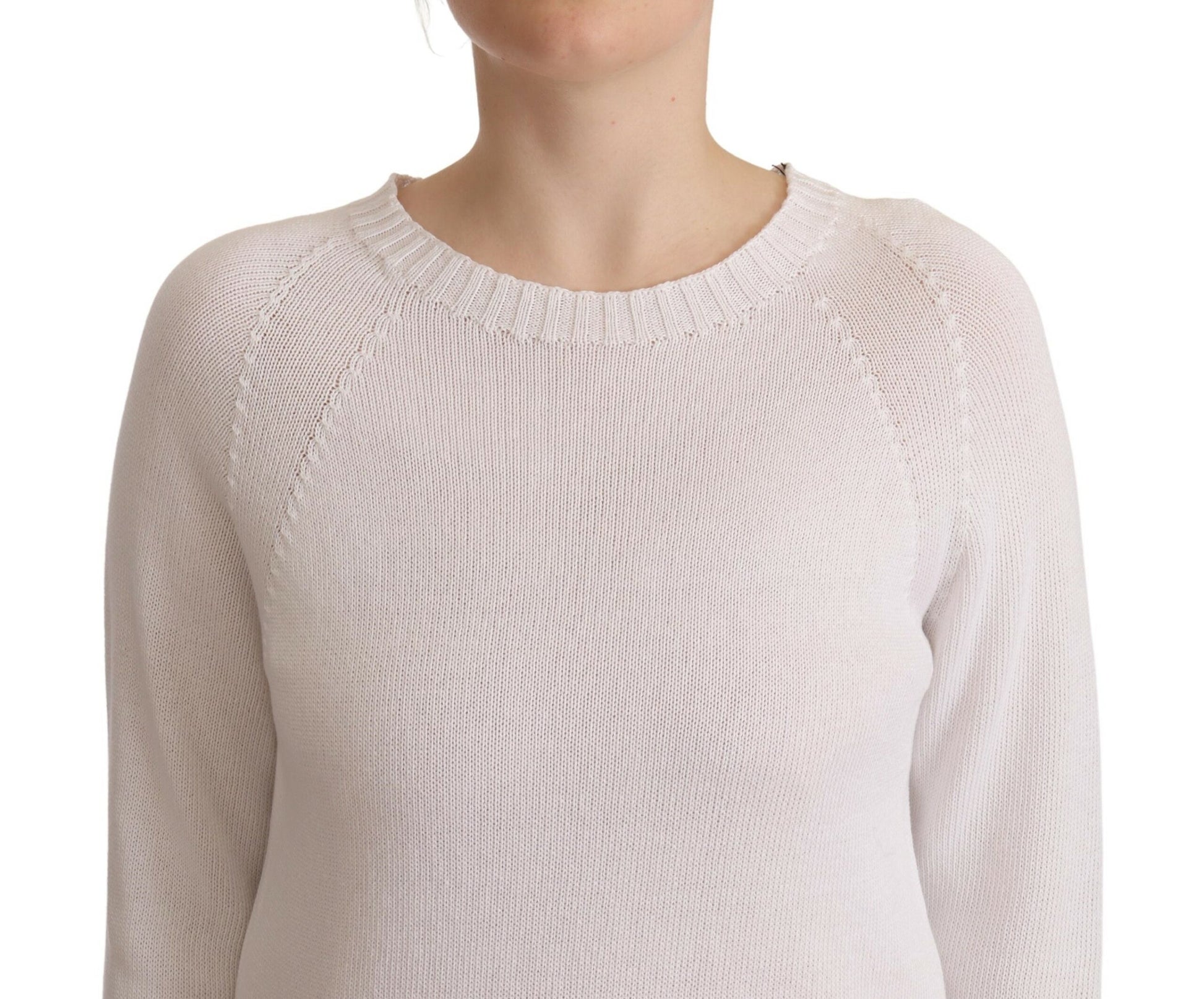 Weißer Pullover mit Rundhalsausschnitt und langen Ärmeln