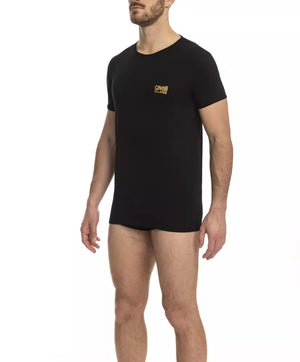 Schwarzes Herren-T-Shirt aus Baumwolle