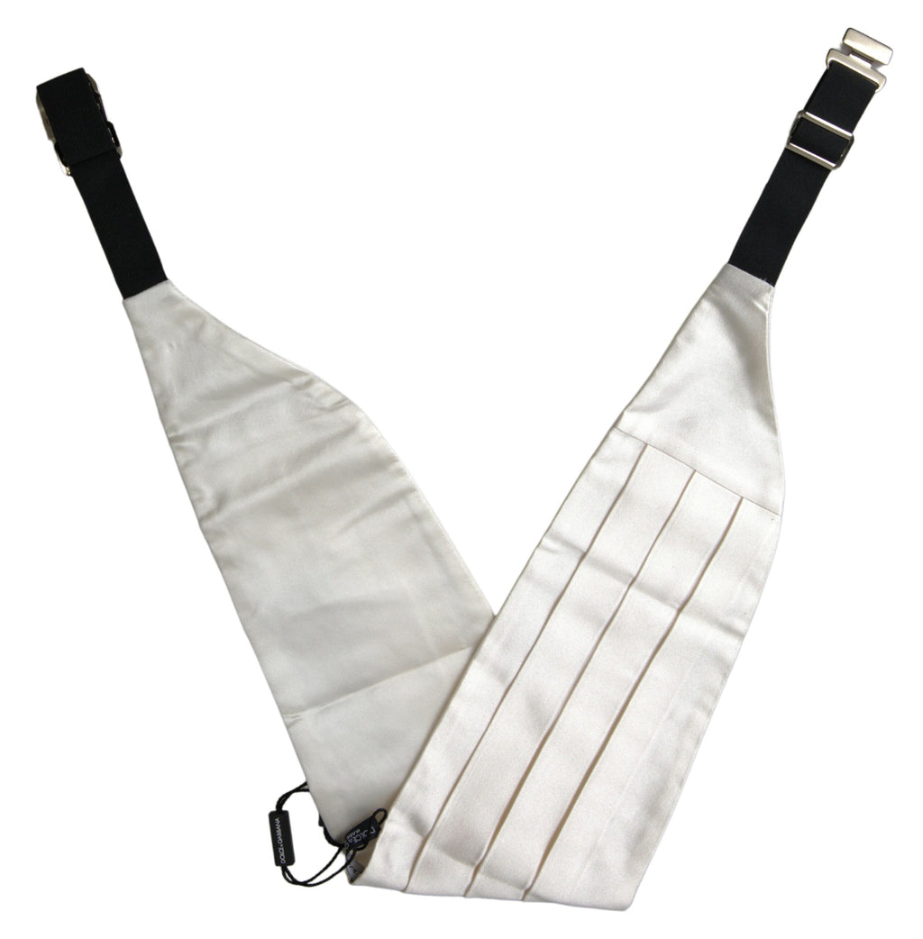 Weißer Herren-Kummerbund aus Seide mit breiter Taille