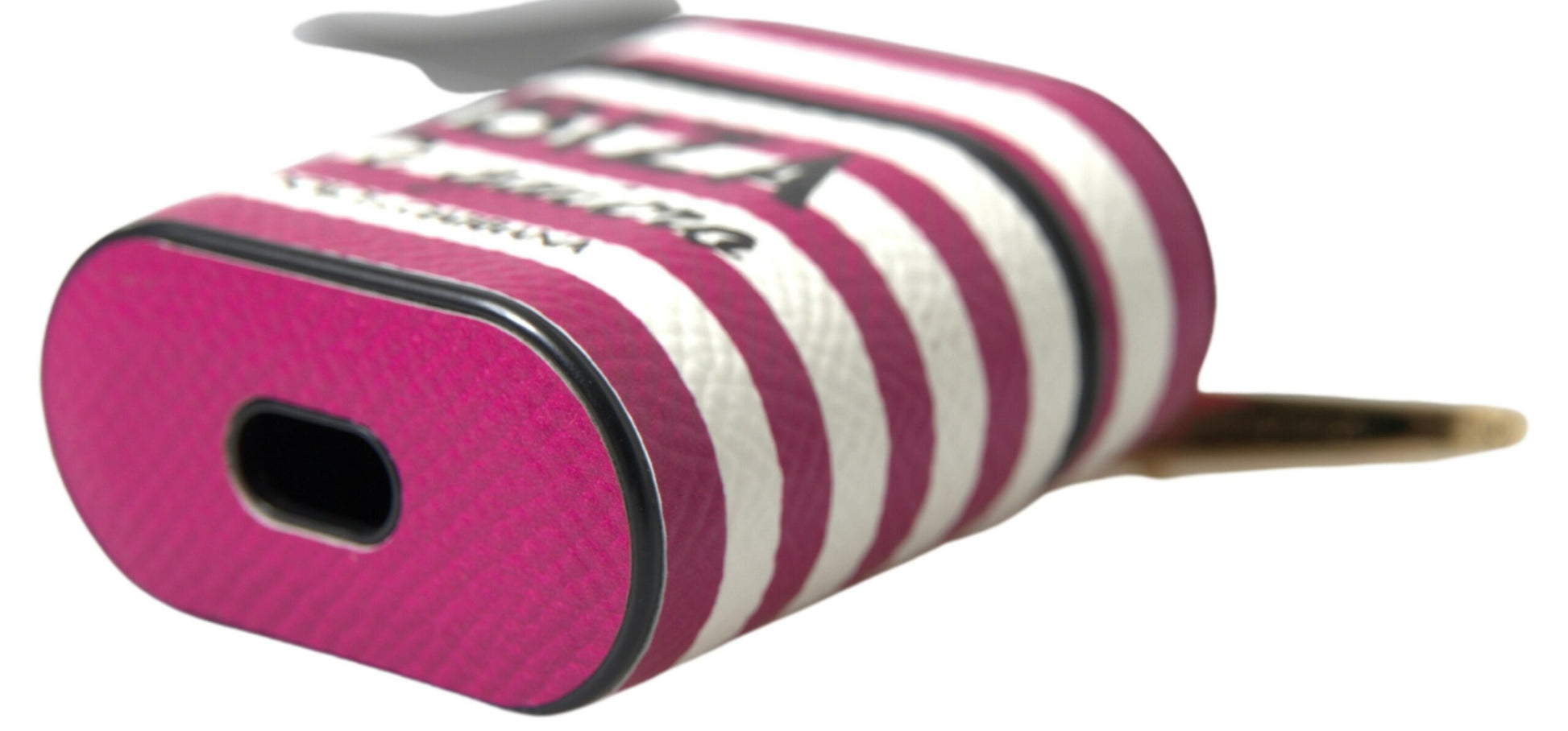 Airpods-Hülle aus Dauphine-Leder mit Logo in Fuchsia