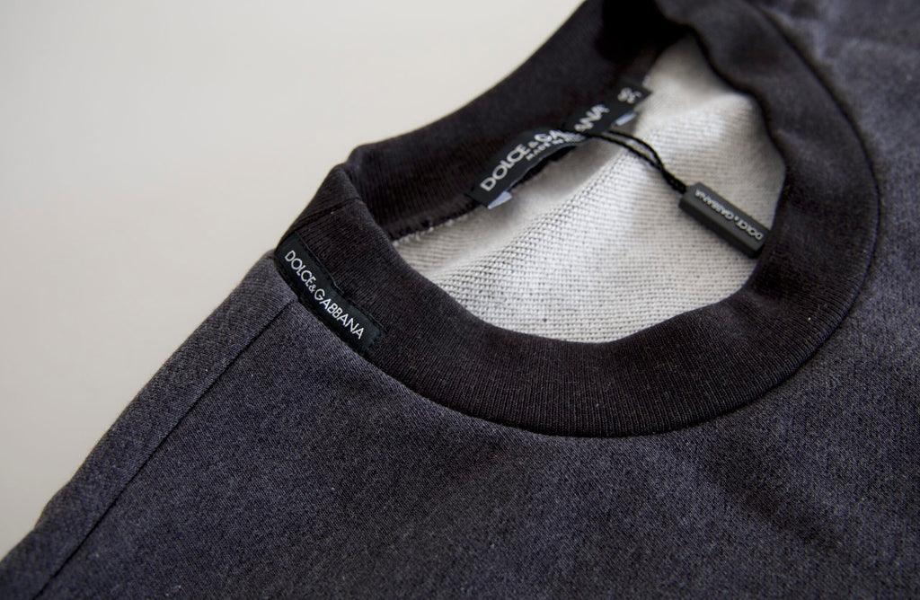 Dunkelgrauer Pullover aus Baumwolle mit Rundhalsausschnitt