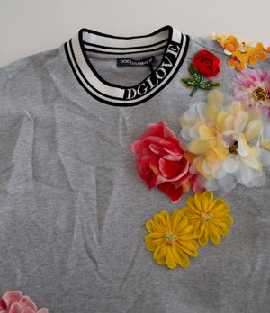 Grauer Pullover mit Blumenmuster von DG Amore Queen