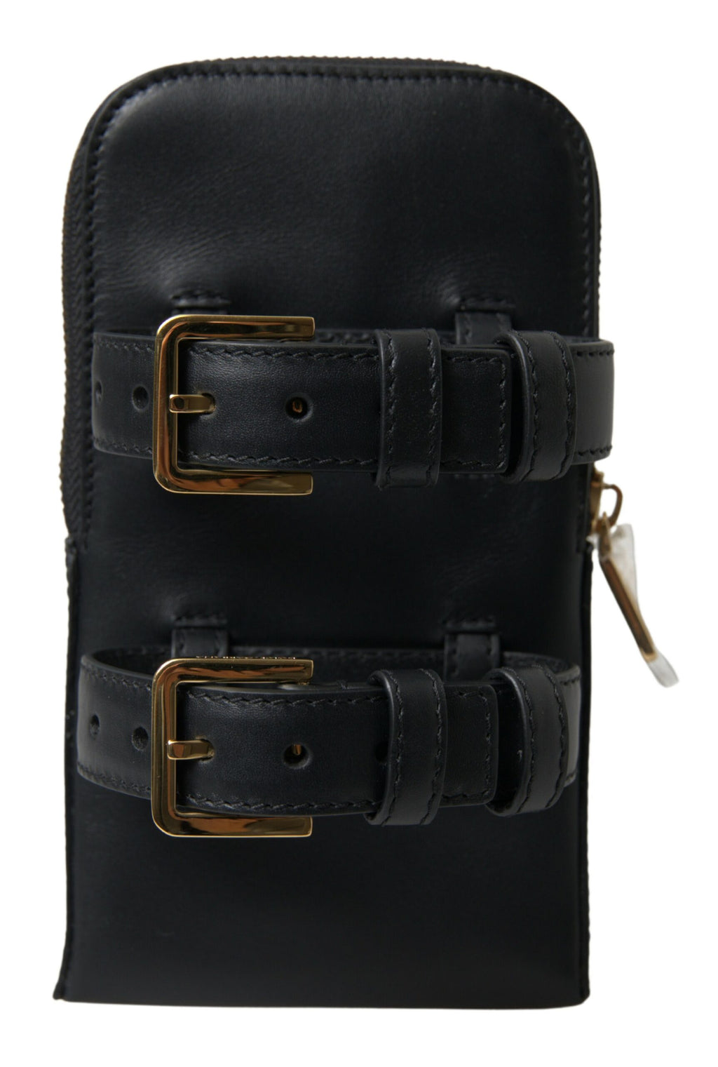 Schwarze Leder Herren Geldbörse Doppel Gürtel Riemen Armband Tasche
