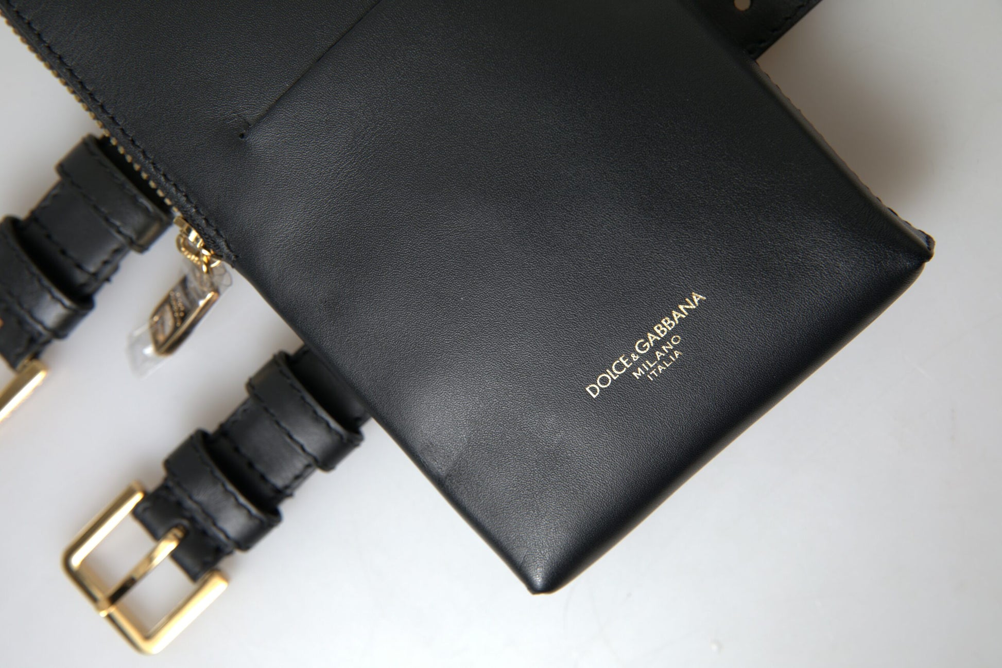 Schwarze Leder Herren Geldbörse Doppel Gürtel Riemen Armband Tasche