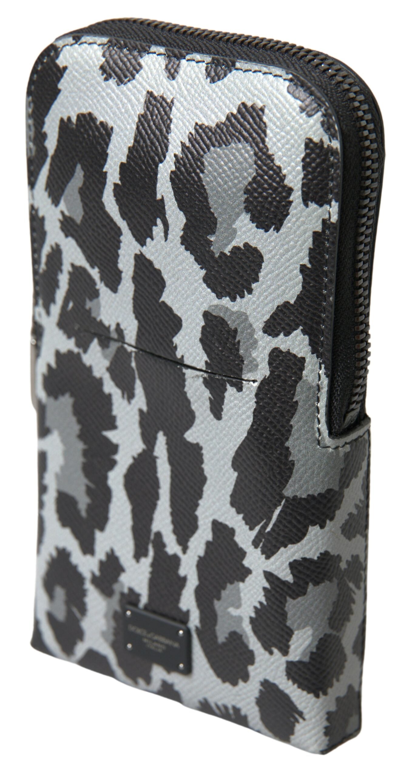Graue Leoparden-Leder-Herren-Geldbörse, Umhängetasche, Handytasche