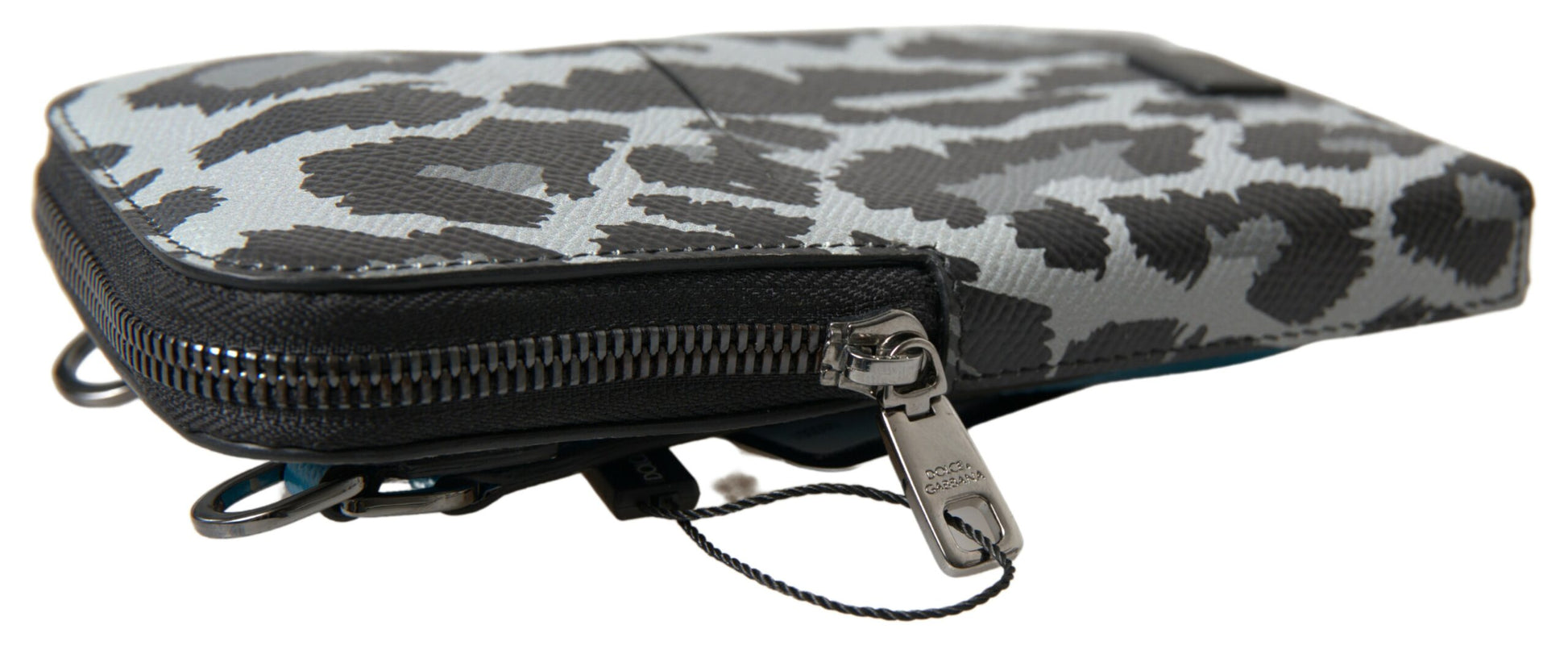 Graue Leoparden-Leder-Herren-Geldbörse, Umhängetasche, Handytasche