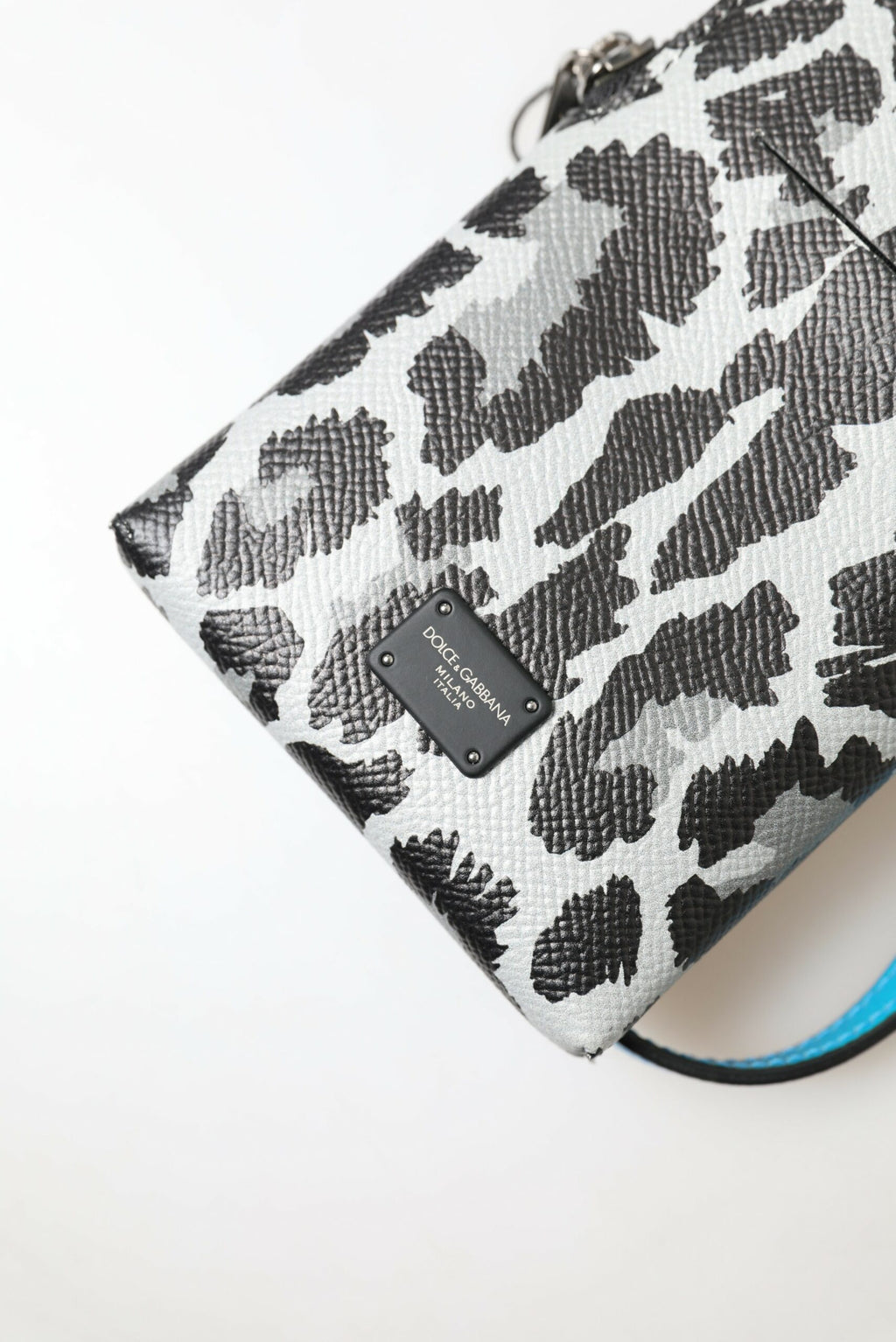 Graue Leoparden-Leder-Herren-Geldbörse, Umhängetasche, Handytasche