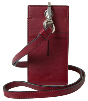 Rotes Leder Lanyard Logo Slim Card Holder Herren Geldbörse