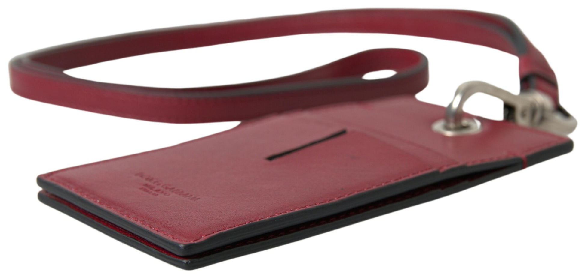 Rotes Leder Lanyard Logo Slim Card Holder Herren Geldbörse