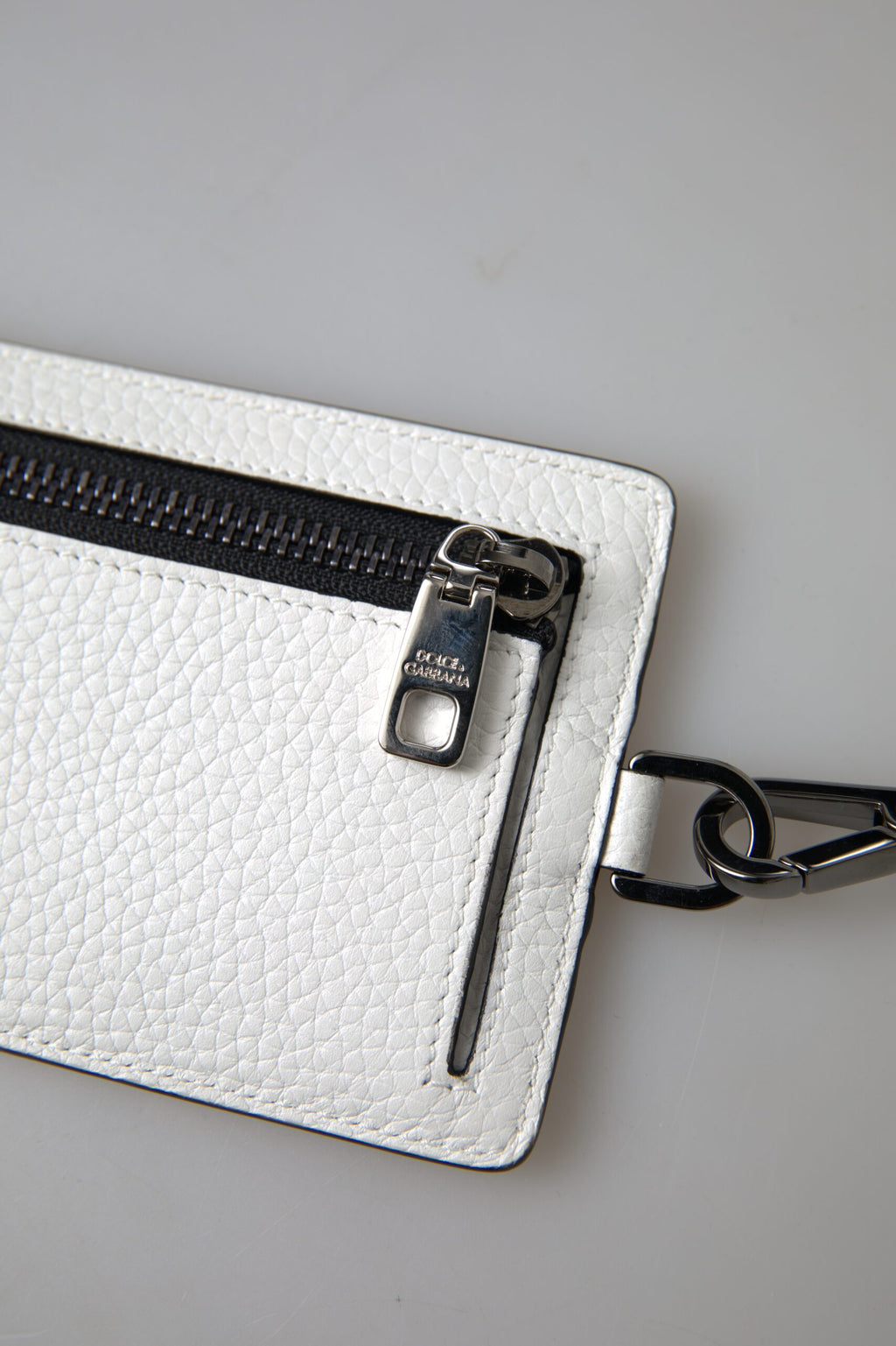 Weißes Leder Lanyard Logo Kartenhalter Herren Geldbörse