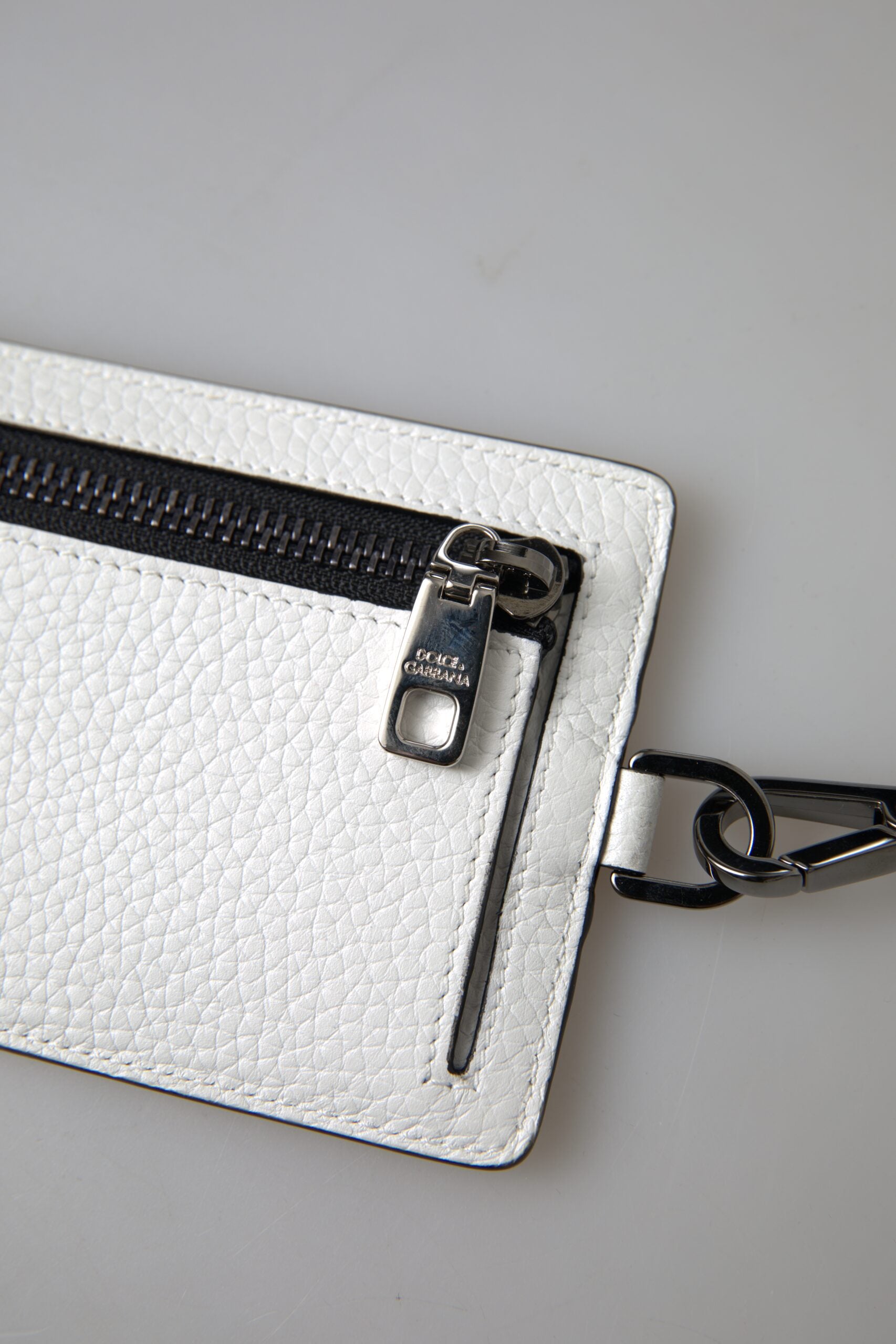 Weißes Leder Lanyard Logo Kartenhalter Herren Geldbörse
