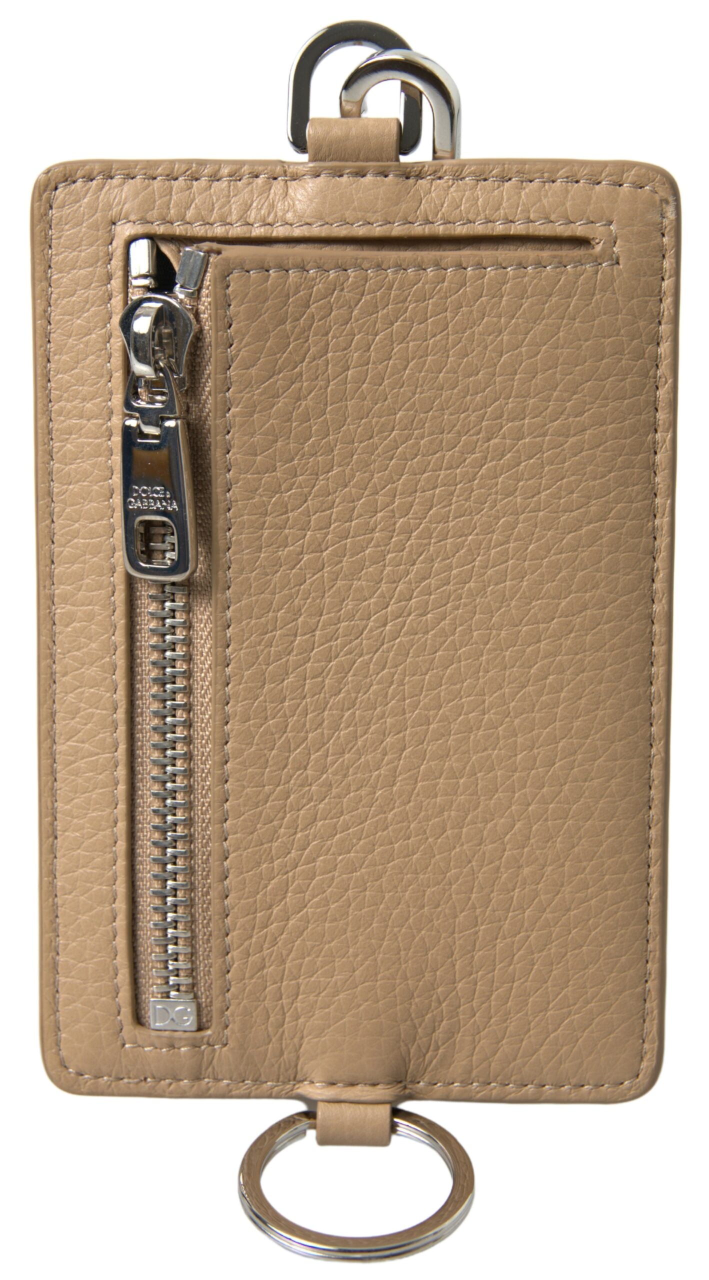 Beige Leder Lanyard Logo Kartenhalter Herren Brieftasche