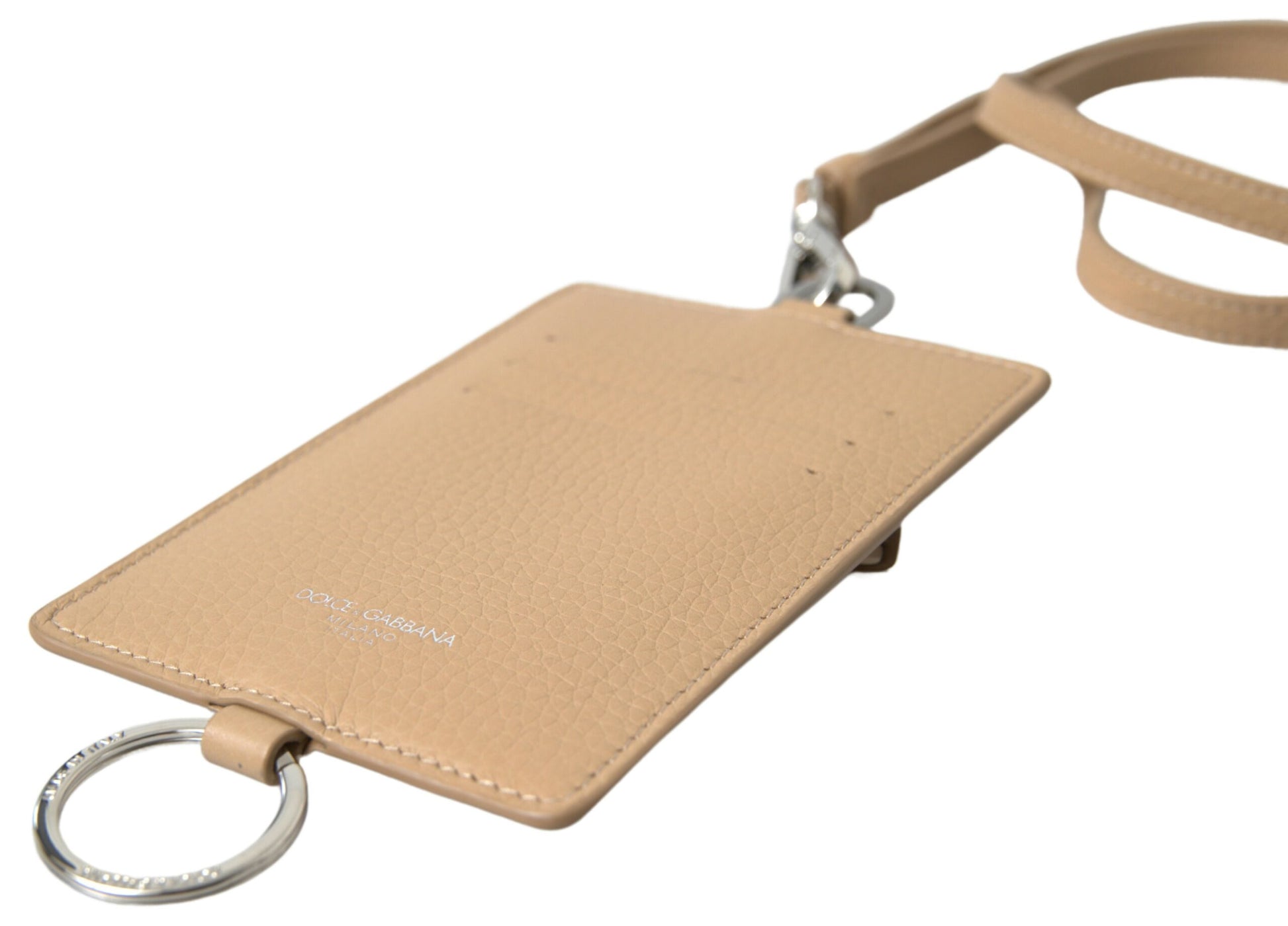 Beige Leder Lanyard Logo Kartenhalter Herren Brieftasche