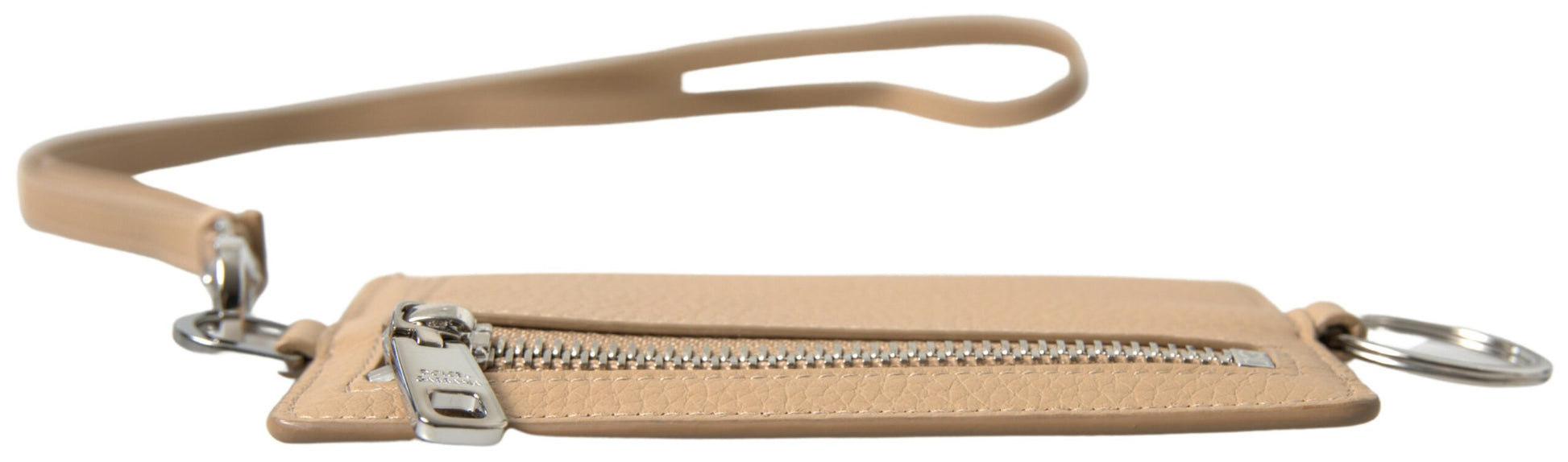 Beige Leder Lanyard Logo Kartenhalter Herren Brieftasche