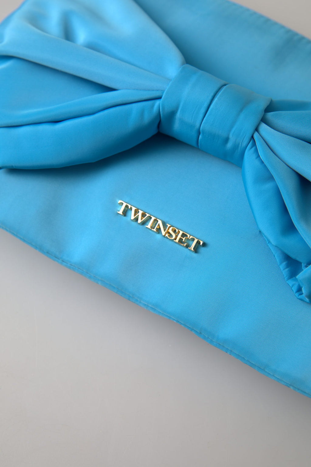 Blaue Tafta-Seide, große Schleife, Reißverschluss-Clutch, Damen-Borse-Logo-Tasche
