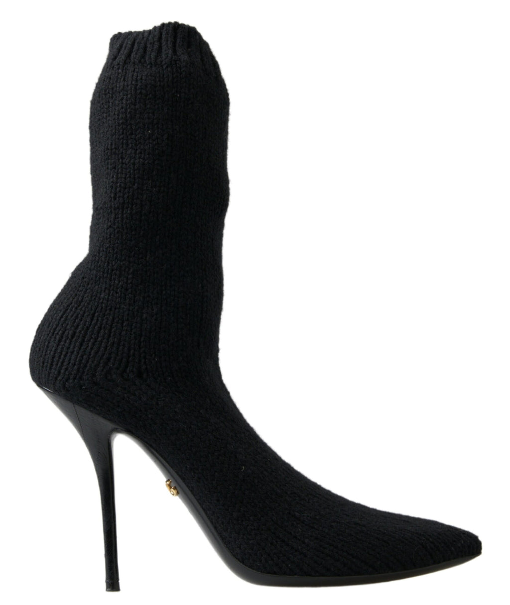 Schwarze Stiefeletten mit Stilettoabsatz und mittlerer Wadenhöhe für Damen