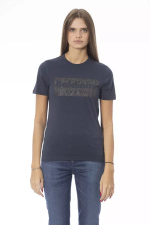 Blaues Damen-T-Shirt aus Baumwolle