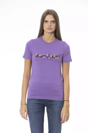 Lila Baumwoll-T-Shirt für Damen