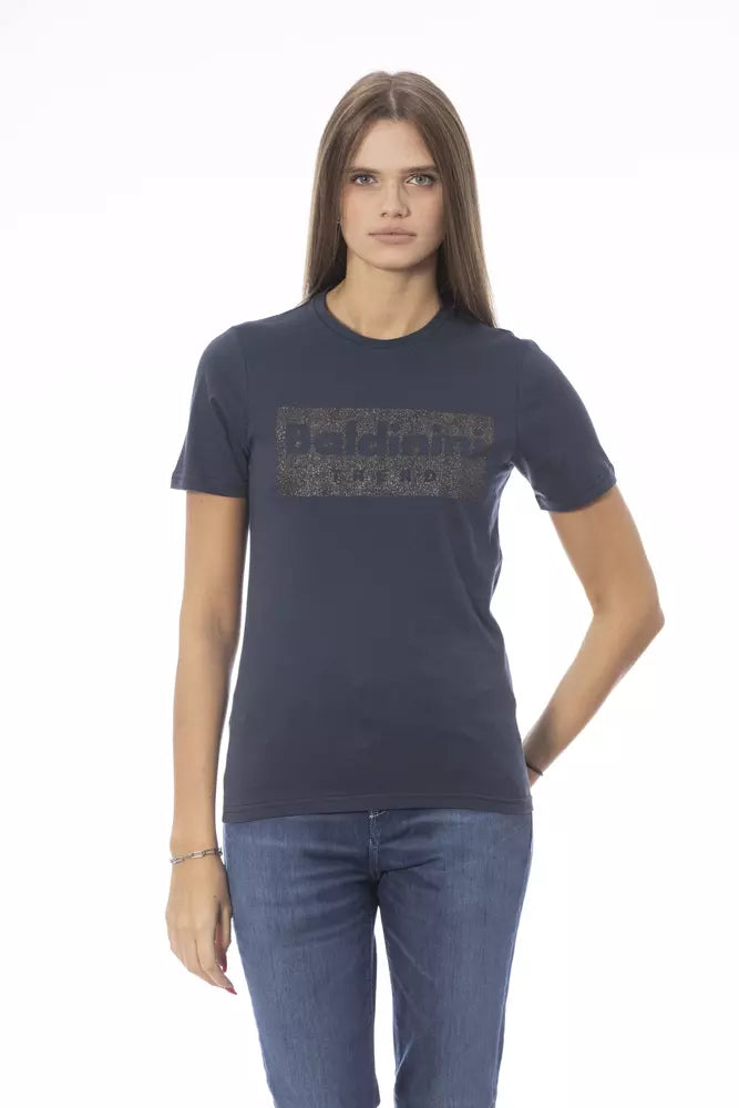 Blaues Damen-T-Shirt aus Baumwolle
