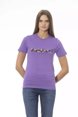 Lila Baumwoll-T-Shirt für Damen