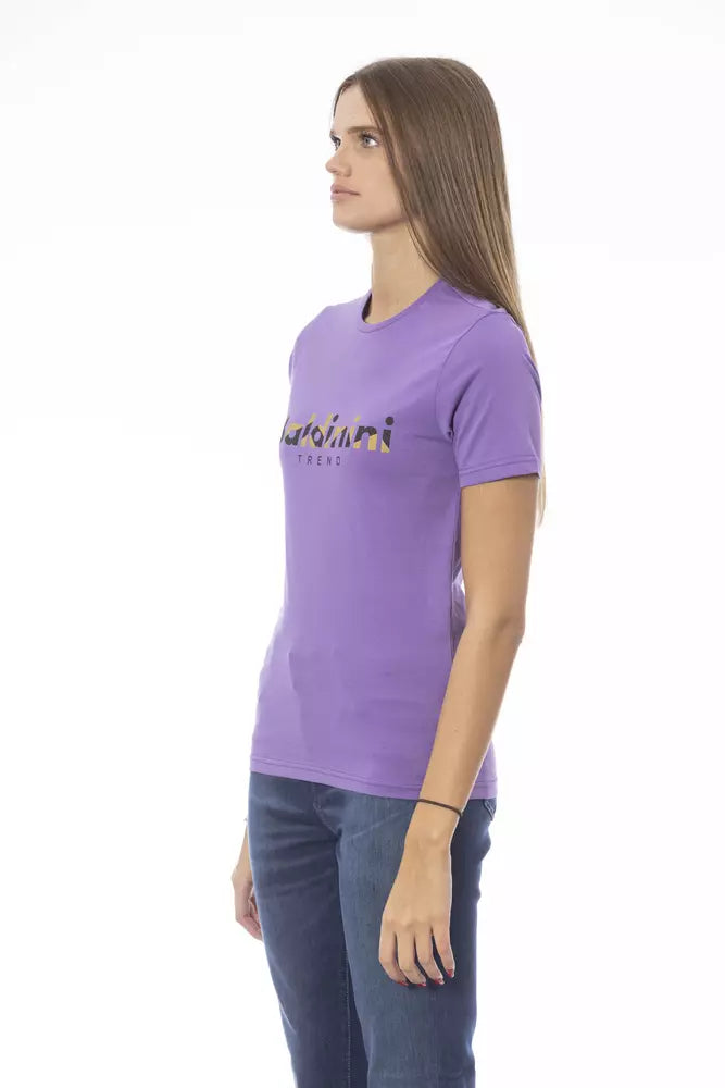 Lila Baumwoll-T-Shirt für Damen