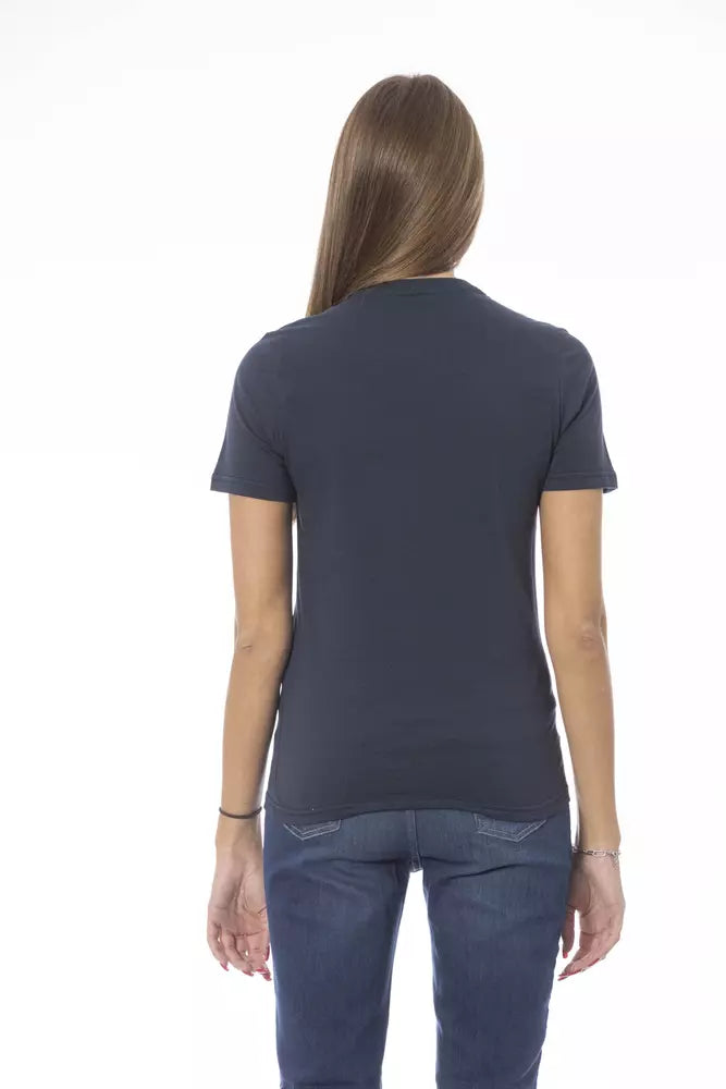 Blaues Damen-T-Shirt aus Baumwolle