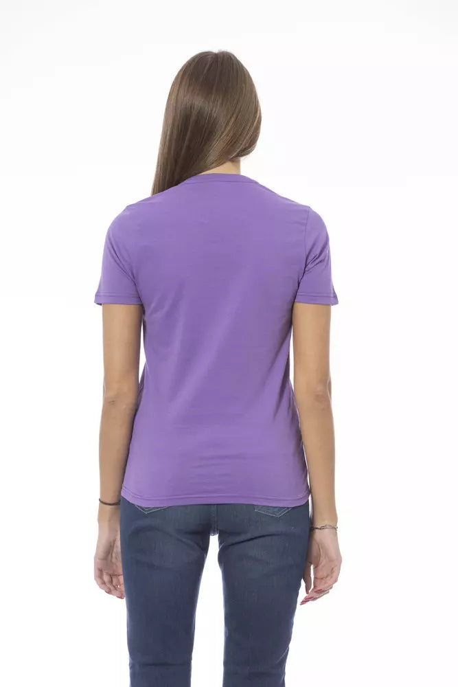 Lila Baumwoll-T-Shirt für Damen