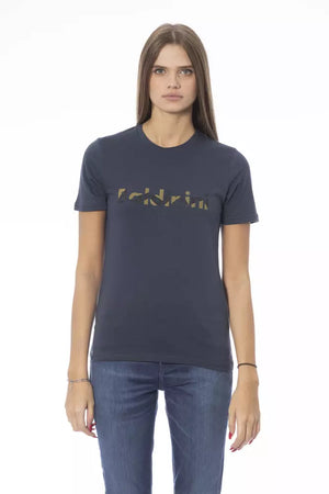 Blaues Damen-T-Shirt aus Baumwolle