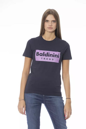 Blaues Damen-T-Shirt aus Baumwolle