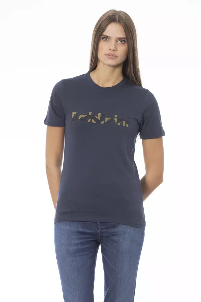 Blaues Damen-T-Shirt aus Baumwolle