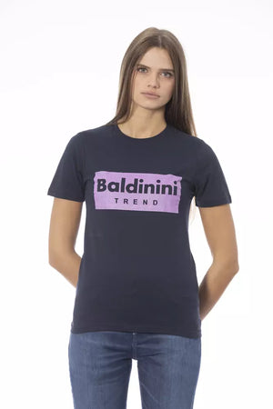 Blaues Damen-T-Shirt aus Baumwolle
