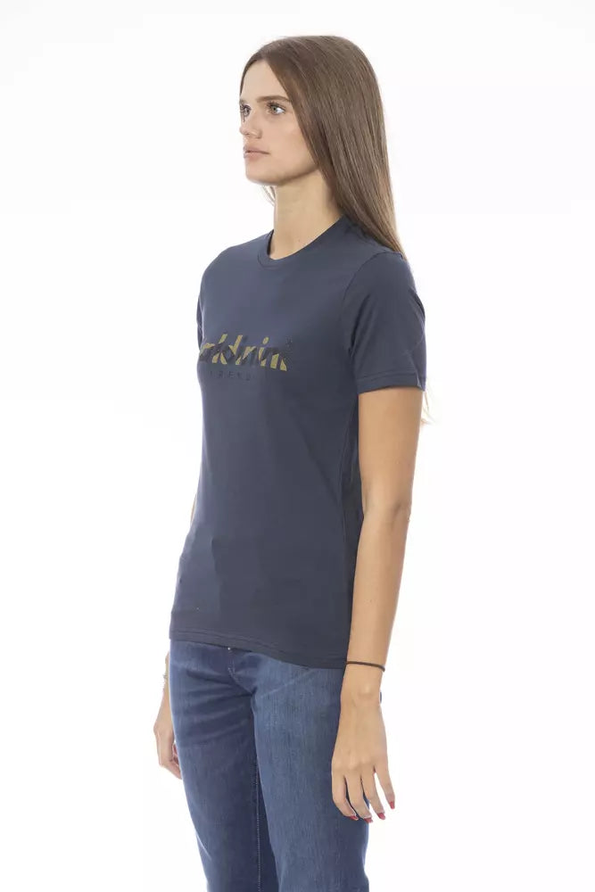 Blaues Damen-T-Shirt aus Baumwolle