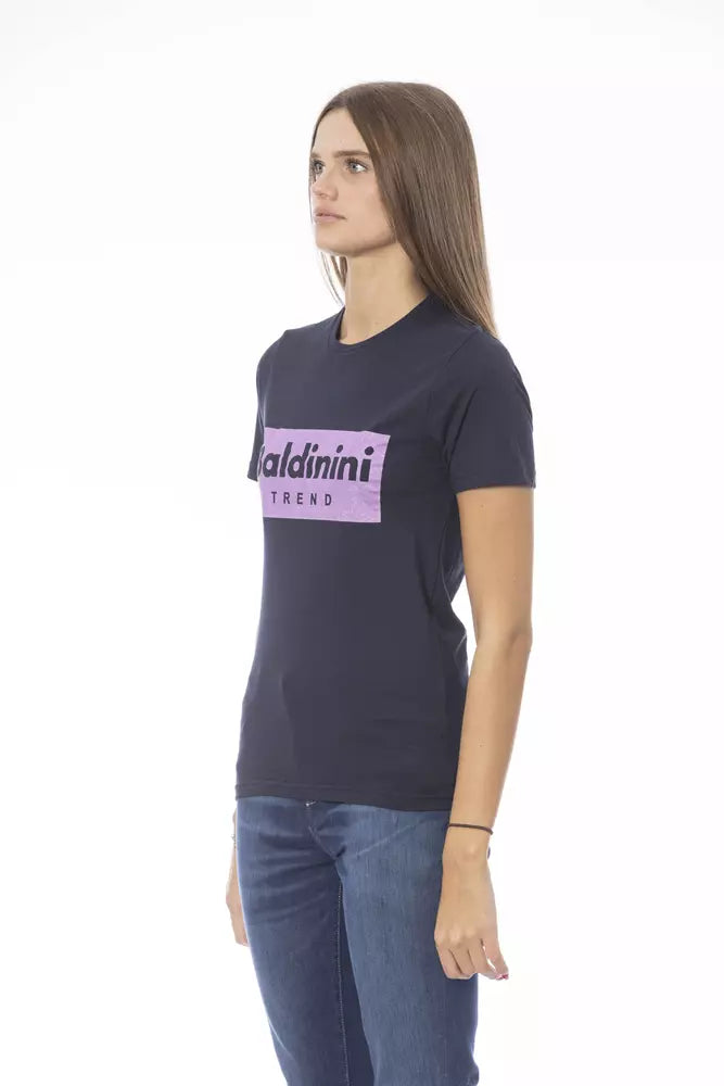 Blaues Damen-T-Shirt aus Baumwolle