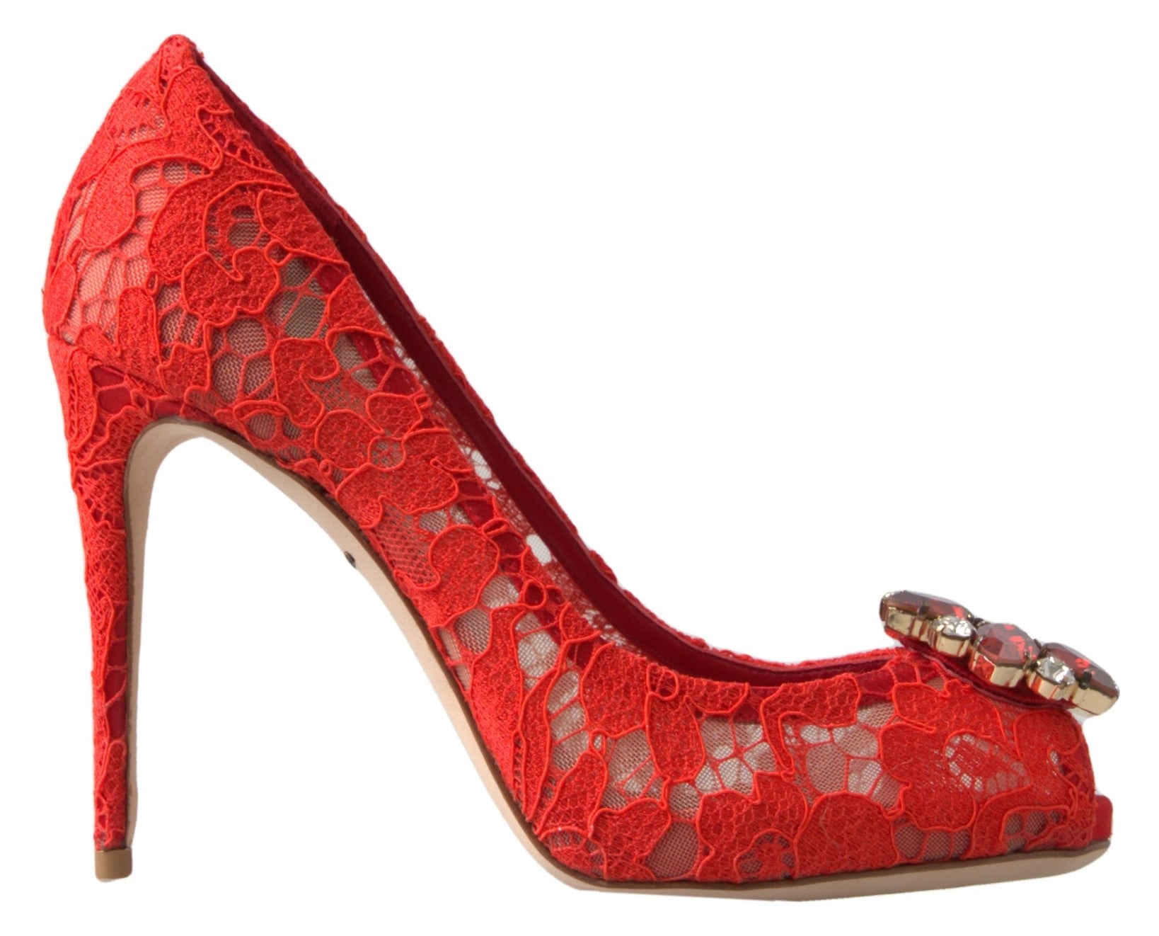 Rote Taormina Spitze Kristall Heels Pumps Schuhe
