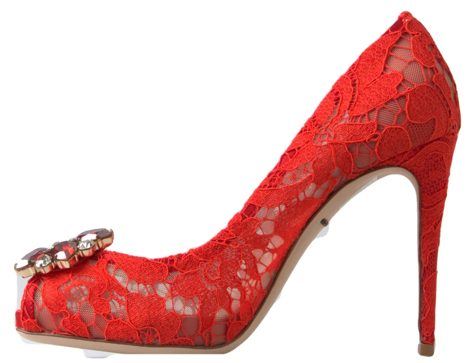 Rote Taormina Spitze Kristall Heels Pumps Schuhe