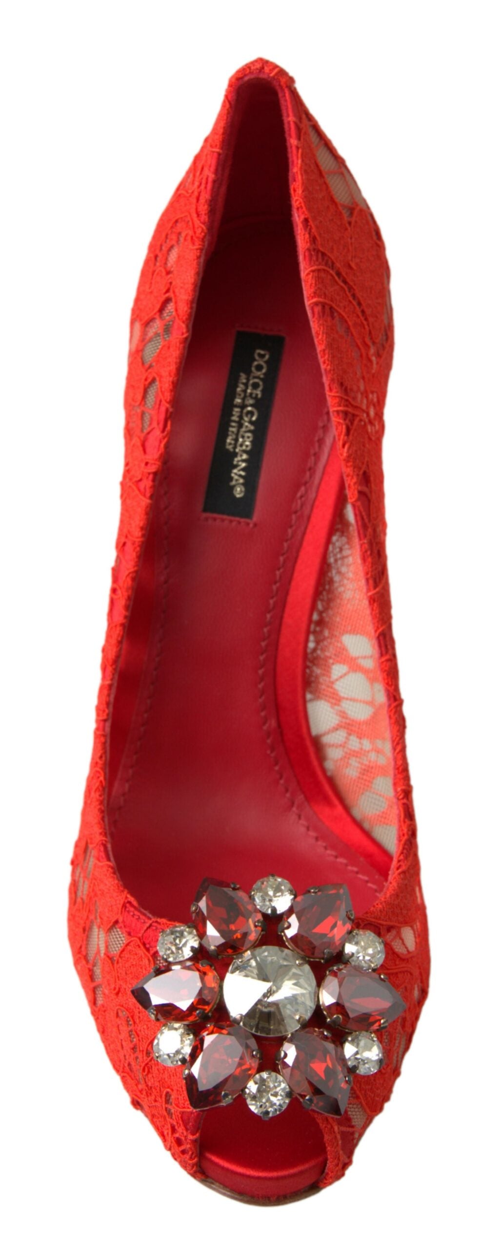Rote Taormina Spitze Kristall Heels Pumps Schuhe