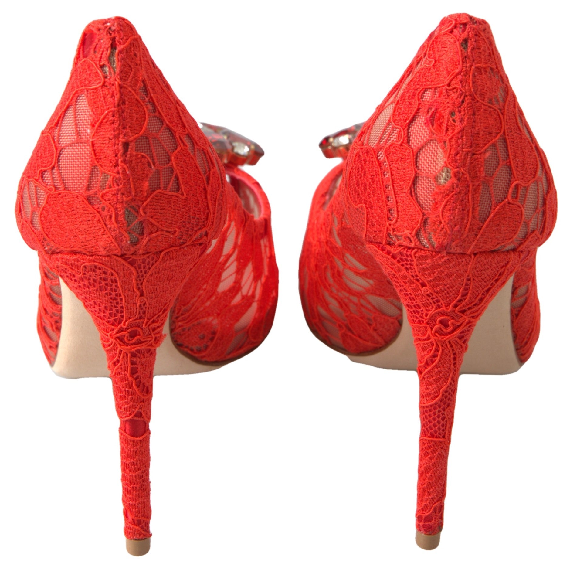 Rote Taormina Spitze Kristall Heels Pumps Schuhe