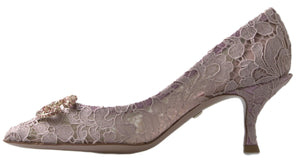 Rosa Pumps mit Blumenspitze und Kristallen in DG-Optik