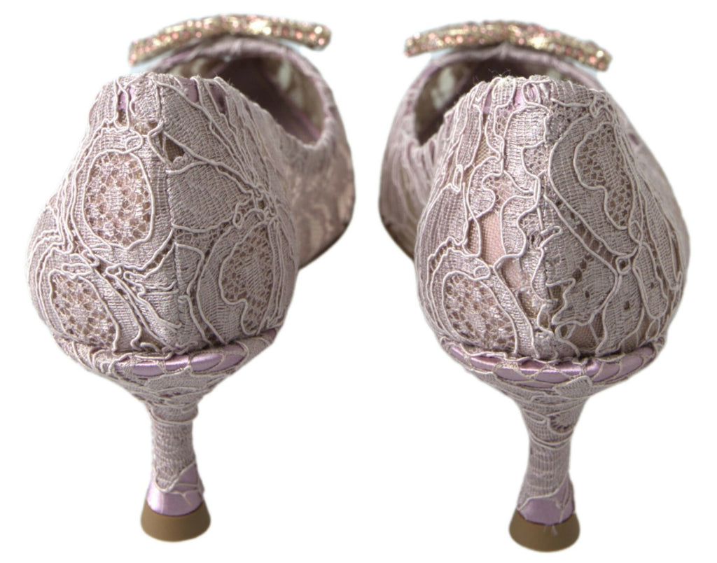 Rosa Pumps mit Blumenspitze und Kristallen in DG-Optik
